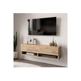 Mueble Mesa TV Moderno con 1 Puerta y Estantes en Melamina Color Madera