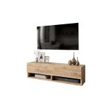 Mueble Mesa TV Moderno con 1 Puerta y Estantes en Melamina Color Madera