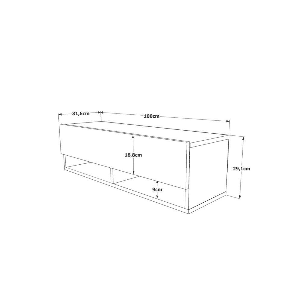 Mueble Mesa TV Moderno con 1 Puerta y Estantes en Melamina Color Madera