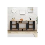 Buffet de Melamina Natural-Gris Oscuro-Negro