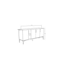Buffet en Melamina Gris Blanco y Roble, 180x40x78 cm, Diseño Moderno y Duradero