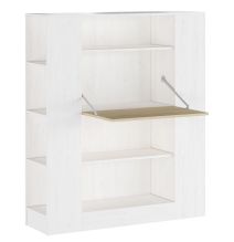 Estantería con Escritorio, Mesa de Ordenador, Acabado en Blanco y Madera, Medidas: 119,6 cm (Largo) x 139,6 cm (Alto) x 34,5
