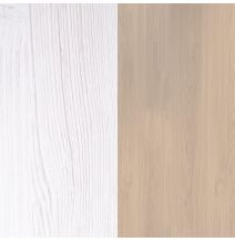 Estantería con Escritorio, Mesa de Ordenador, Acabado en Blanco y Madera, Medidas: 119,6 cm (Largo) x 139,6 cm (Alto) x 34,5