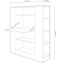 Estantería con Escritorio, Mesa de Ordenador, Acabado en Blanco y Madera, Medidas: 119,6 cm (Largo) x 139,6 cm (Alto) x 34,5
