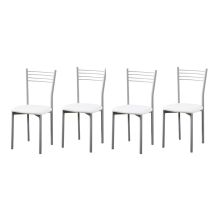 Pack de 4 Sillas Modernas para Cocina y Comedor – Metálicas Gris y Blanco, Dimensiones: 40 x 41 x 85 cm.