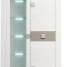 Mueble de Salón Moderno con Leds, Acabado en Andersen Pino -Gris, Medidas: 300 cm (Anc) x 200 cm (Al) 40 cm (Fon)