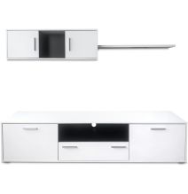 Meyvaser Mueble de salón y TV Composición para salón 200 Cm Color Blanco Gran Espacio Almacenamiento