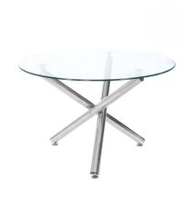 Mesa de Comedor Redonda | Tapa de Cristal y Pata Cromada | Diámetro 110 cm.
