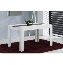 Mesa de Comedor Moderna 135x80x75 cm, Tapa MDF Blanco y Negro con Patas Blancas - Estilo Moderno