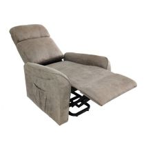 Butaca Relax Power Lift con Estructura de Madera de Eucalipto, Color Cemento, 74x100x88 cm