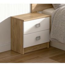 Meyvaser - Mesita de Noche, Mesilla de Dormitorio, Color Cambrian - Blanco, Medidas: 43,2cm ancho x 33,5 cm fondo x 43.5 alto