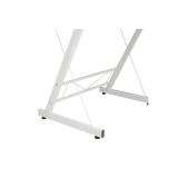 Mesa de Ordenador Esquinera Metálica en MDF Cambria y Blanco, 158x120x73cm - Espacio para Teclado y Torre